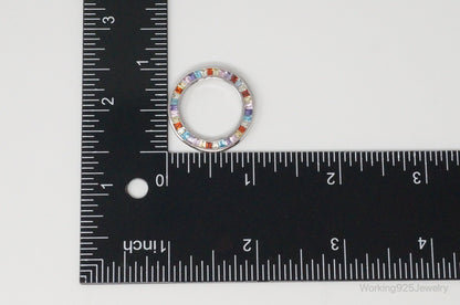 Vintage Multi Gem Sterling Silver Necklace Pendant