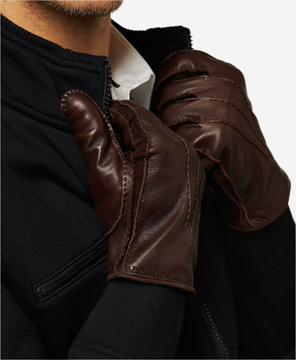 CC3104 (brown) - Men's Italian handsewn cashmere lined leather gloves — photo 3 of 10