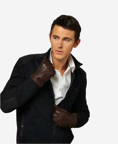 CC3104 (brown) - Men's Italian handsewn cashmere lined leather gloves — photo 4 of 10