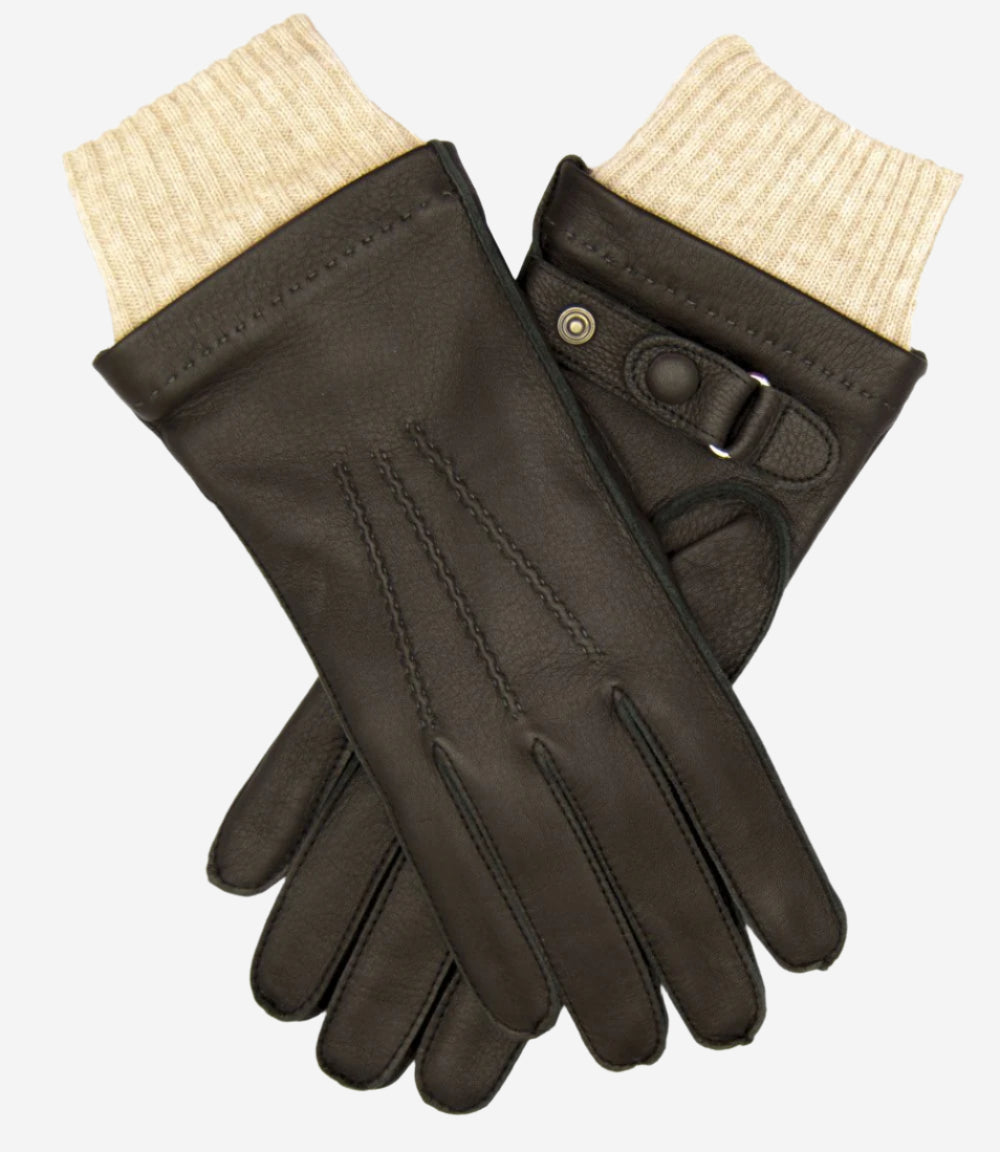 CC3115 (dark brown) - Men's Italian deerskin leather gloves with cashmere lining — photo 1 of 9