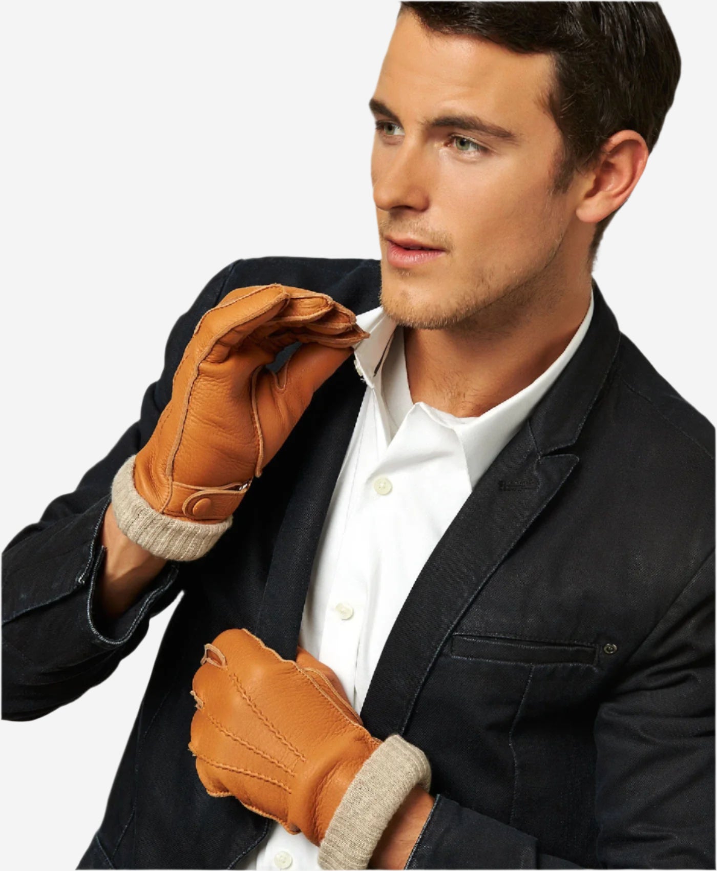 CC3115 (saddle) - Men's Italian deerskin leather gloves with cashmere lining — photo 2 of 10