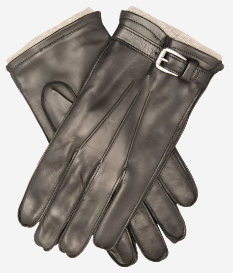 CC3239 (black) - Men's Italian cashmere lined lambskin gloves with belt — photo 1 of 9