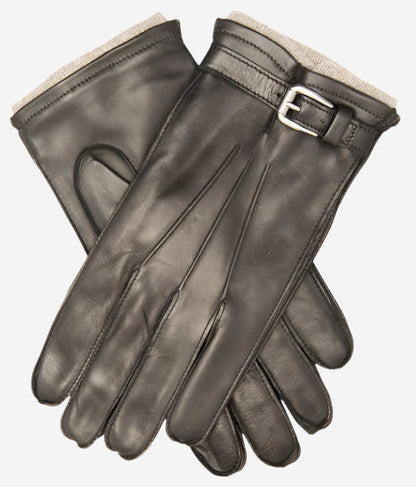 CC3239 (black) - Men's Italian cashmere lined lambskin gloves with belt — photo 1 of 9
