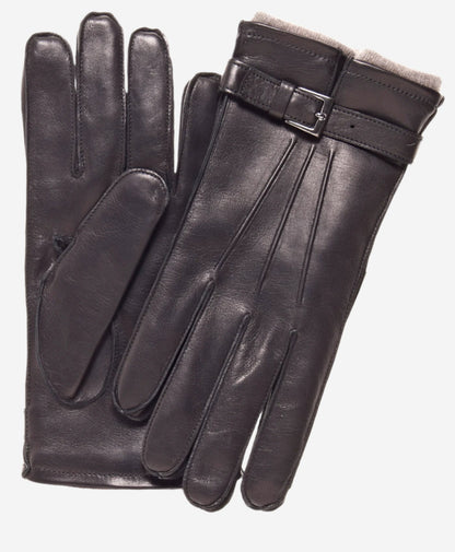 CC3239 (black) - Men's Italian cashmere lined lambskin gloves with belt — photo 2 of 9