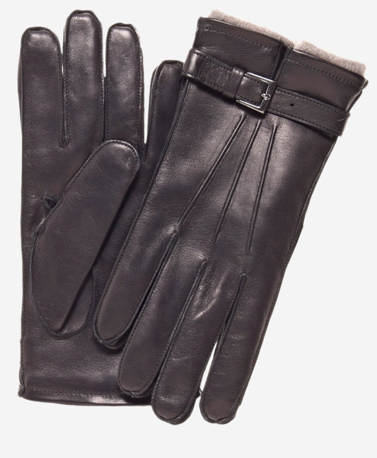 CC3239 (black) - Men's Italian cashmere lined lambskin gloves with belt — photo 2 of 9