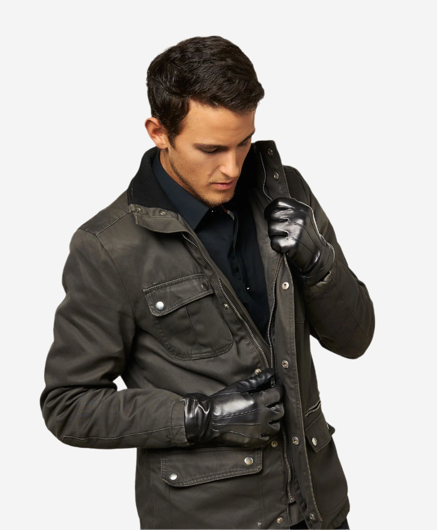 CC3301 (black) - Men’s Italian cashmere lined touchscreen leather gloves — photo 7 of 10