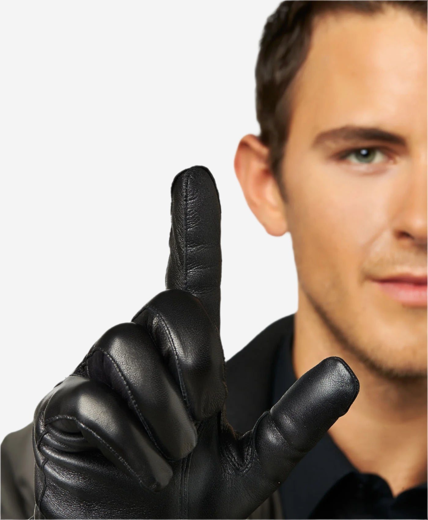 CC3301 (black) - Men’s Italian cashmere lined touchscreen leather gloves — photo 8 of 10