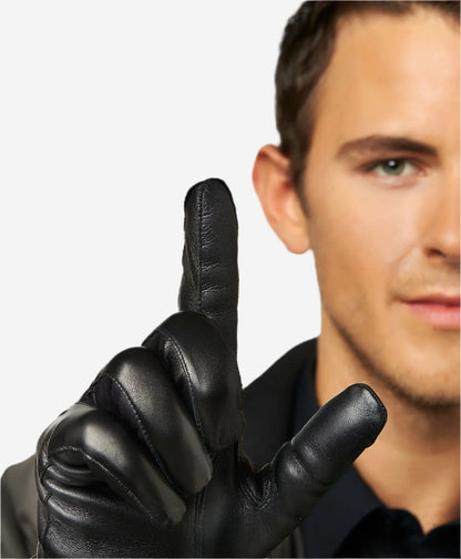 CC3301 (black) - Men’s Italian cashmere lined touchscreen leather gloves — photo 8 of 10