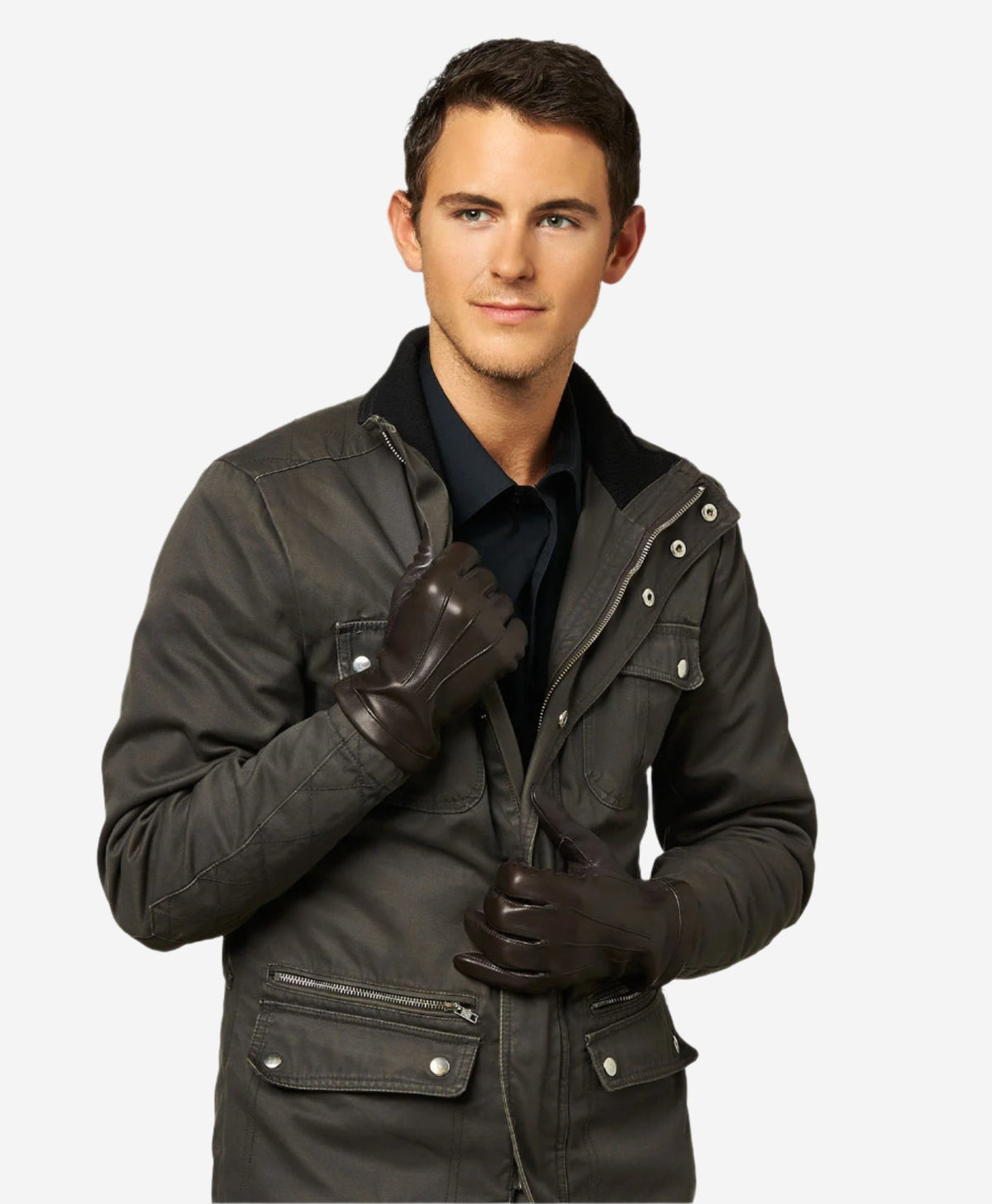 CC3301 (brown) - Men’s Italian cashmere lined touchscreen leather gloves — photo 6 of 10