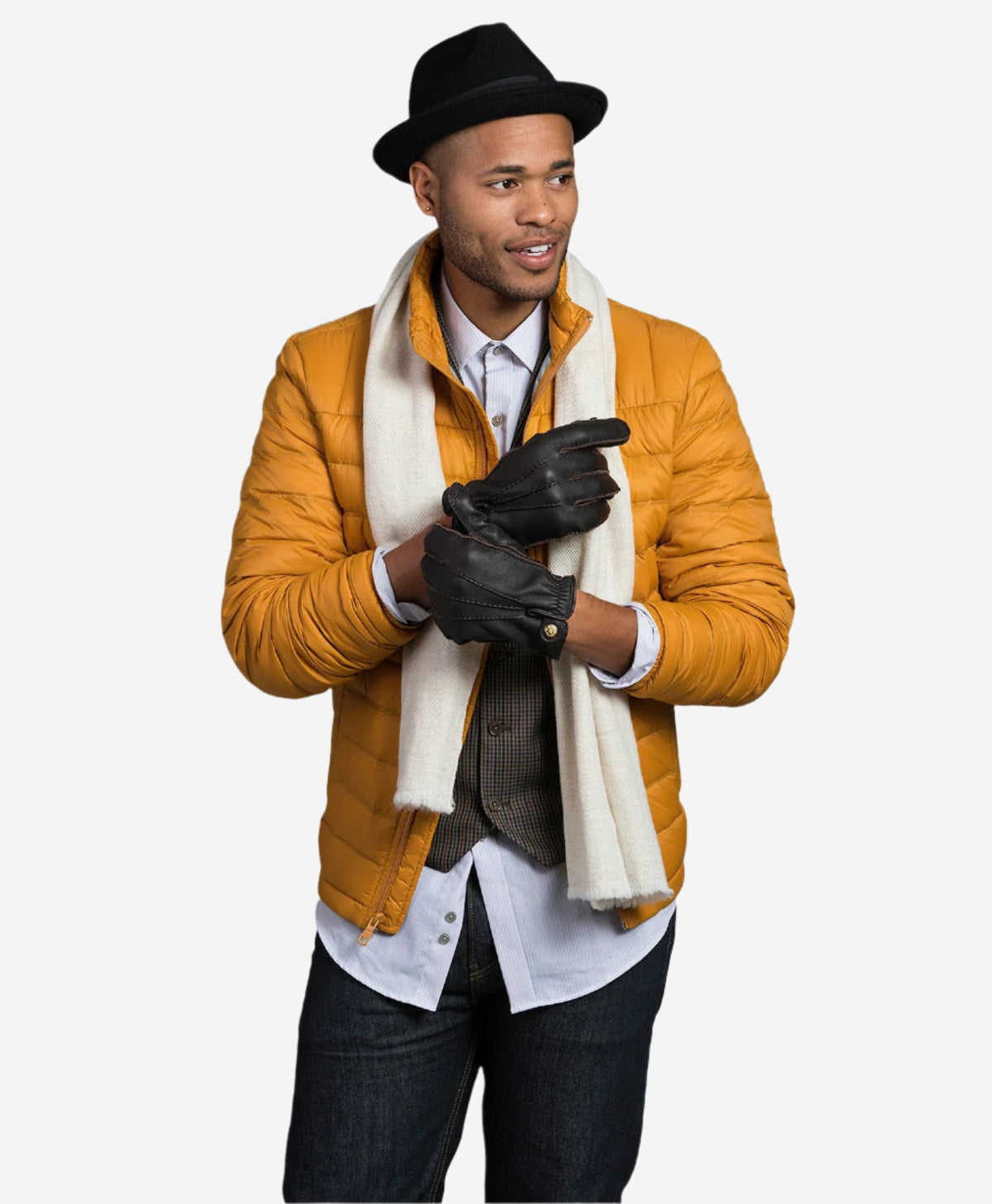 CC3305 (dark brown) - Men’s Italian cashmere lined deerskin gloves — photo 4 of 8