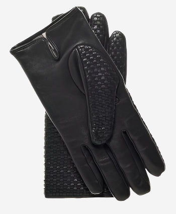 CC3339 (black) - Men’s Italian woven leather gloves with cashmere lining — photo 2 of 9