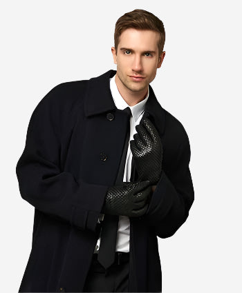 CC3339 (black) - Men’s Italian woven leather gloves with cashmere lining — photo 3 of 9