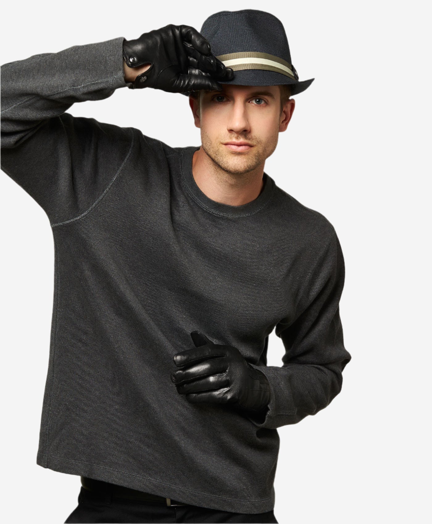 CC3341 (black) - Men's Italian cashmere lined leather gloves — photo 2 of 9
