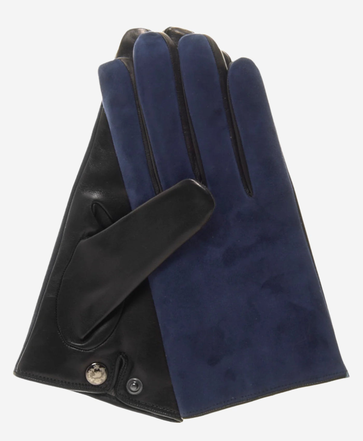 CC3414 (blue/black) - Men’s Italian suede and lambskin gloves with cashmere lining and snap closure — photo 1 of 9
