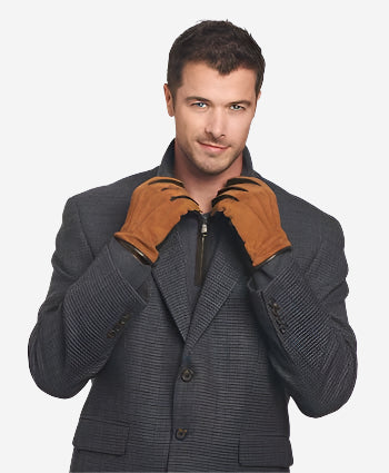 CC3434 (brown) -  Men’s Italian suede and lambskin gloves with cashmere lining — photo 2 of 9