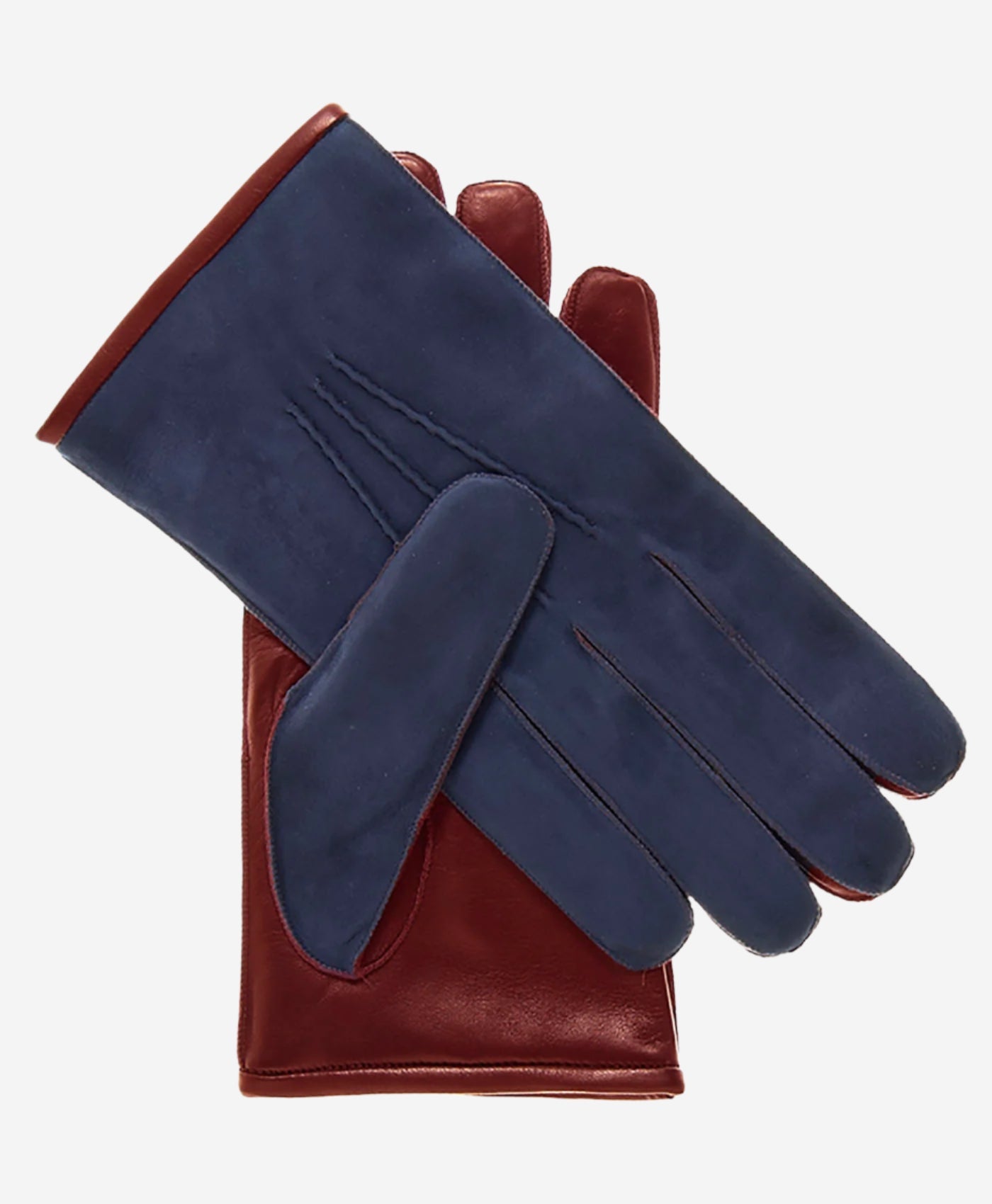 CC3434 (blue/cordovan) - Men’s Italian suede and lambskin gloves with cashmere lining — photo 1 of 9