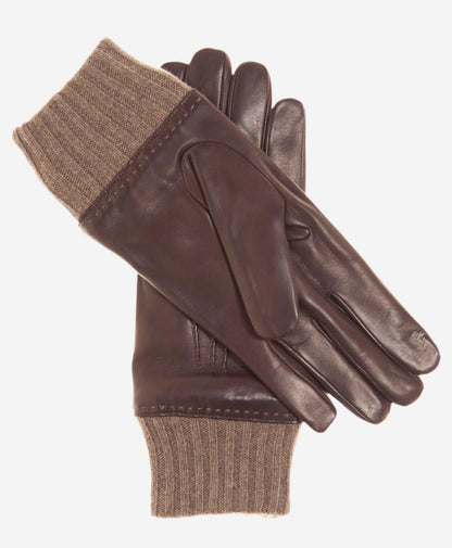 CC3502 (brown) - Men’s Italian lambskin winter gloves with cashmere lining & extended wool cuff — photo 2 of 8
