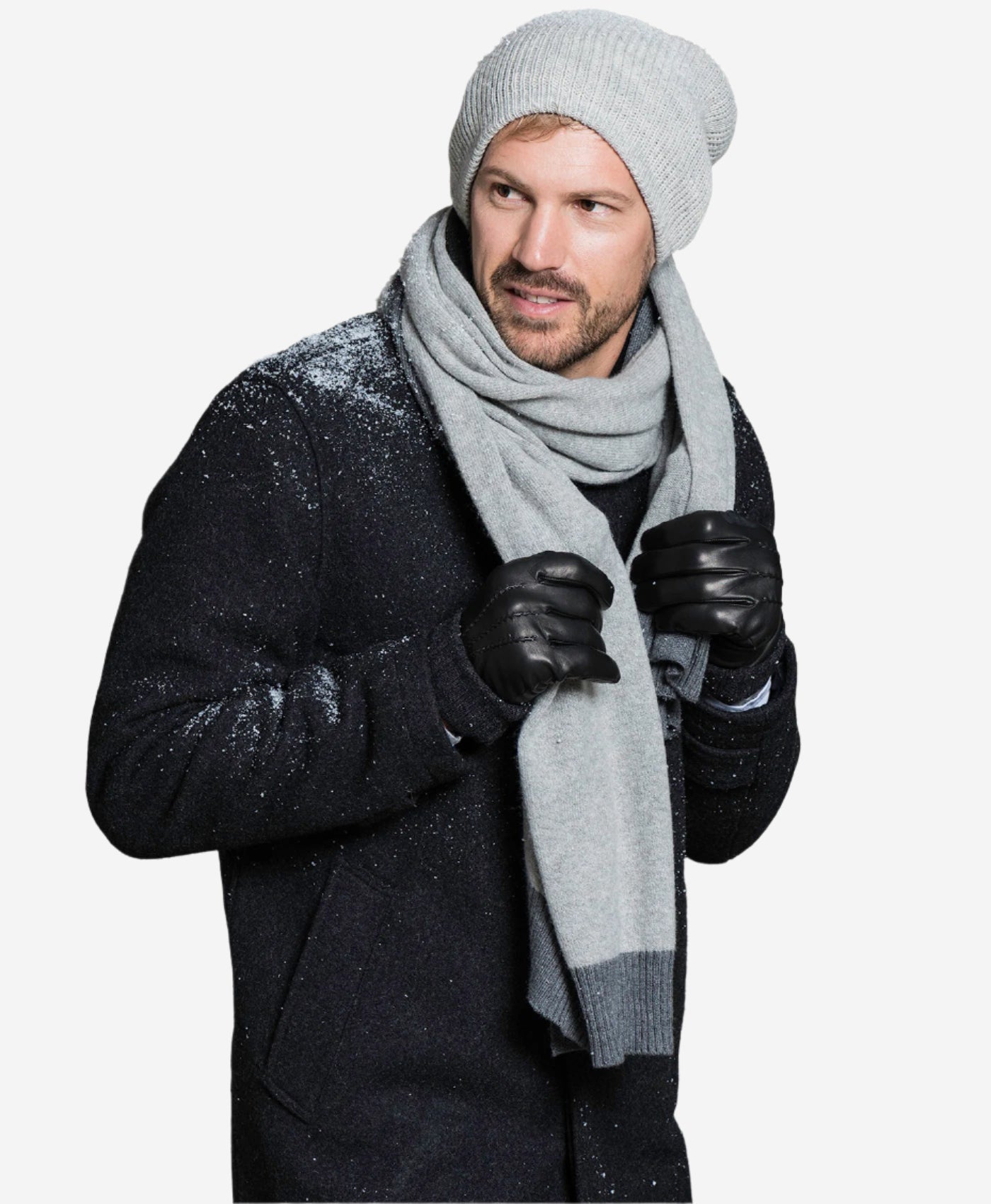 CC3502 (black) - Men’s Italian lambskin winter gloves with cashmere lining & extended wool cuff — photo 5 of 10