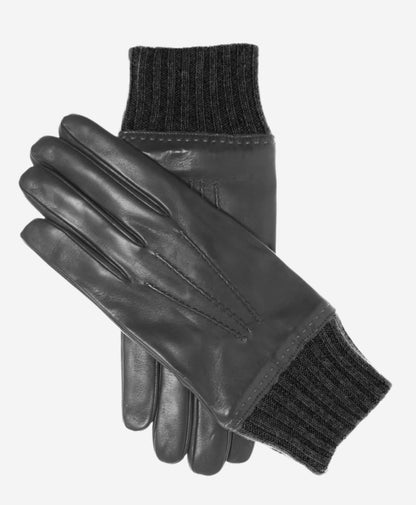CC3502 (black) - Men’s Italian lambskin winter gloves with cashmere lining & extended wool cuff — photo 1 of 10