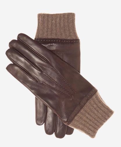 CC3502 (brown) - Men’s Italian lambskin winter gloves with cashmere lining & extended wool cuff — photo 1 of 8