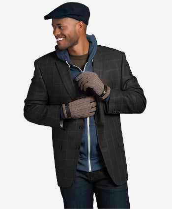 CC3510 (brown) - Men’s Italian cable knit cashmere and leather winter gloves — photo 3 of 10