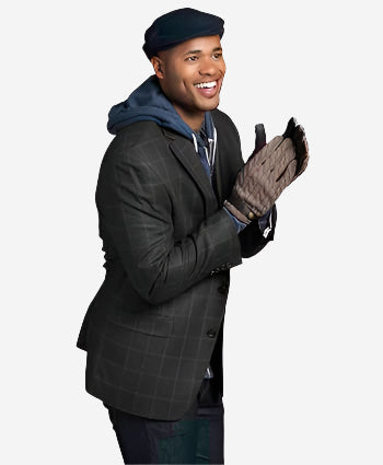 CC3510 (brown) - Men’s Italian cable knit cashmere and leather winter gloves — photo 4 of 10