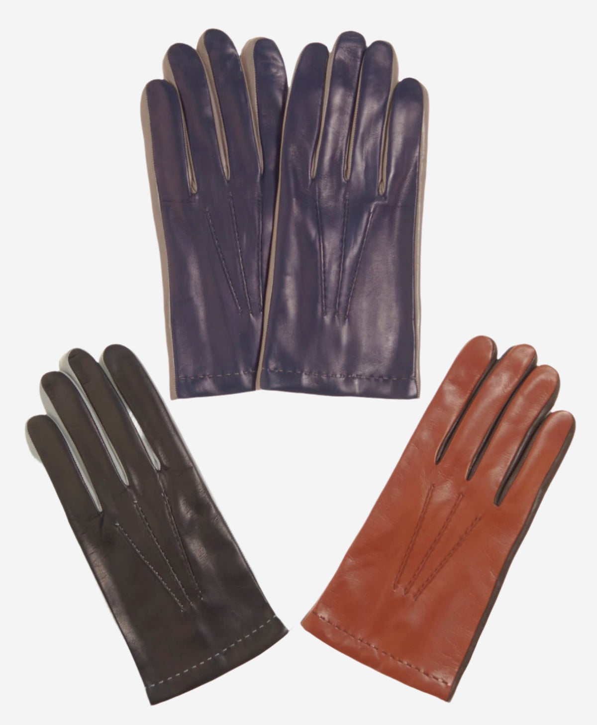 CC3592 (blue) - Men’s Italian leather gloves with two-tone contrast colors — photo 3 of 9