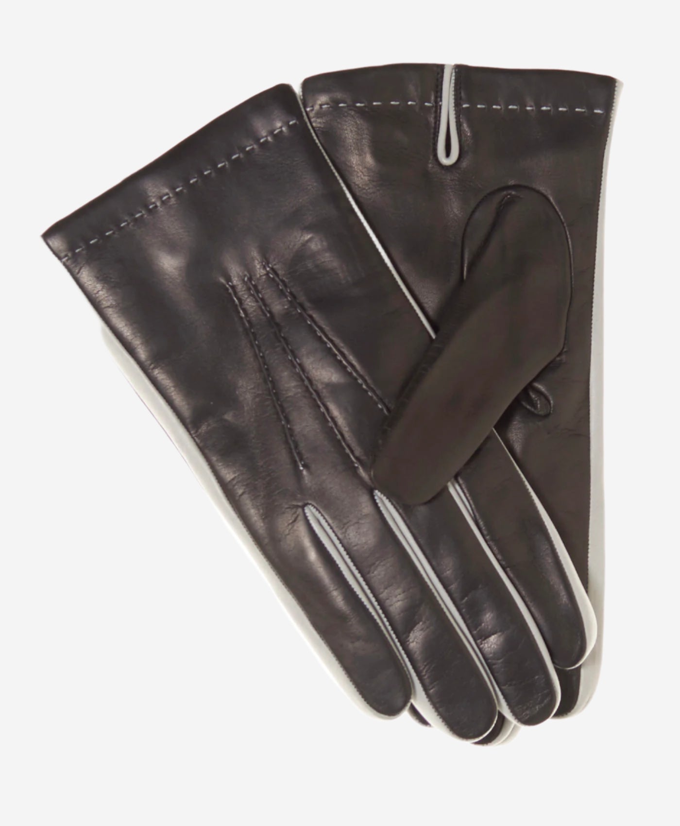 CC3592 (black) - Men’s Italian leather gloves with two-tone contrast colors — photo 1 of 7