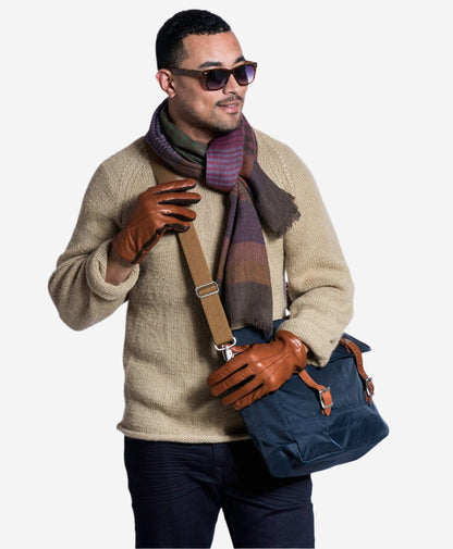 CC3592 (brown) - Men’s Italian leather gloves with two-tone contrast colors — photo 2 of 9