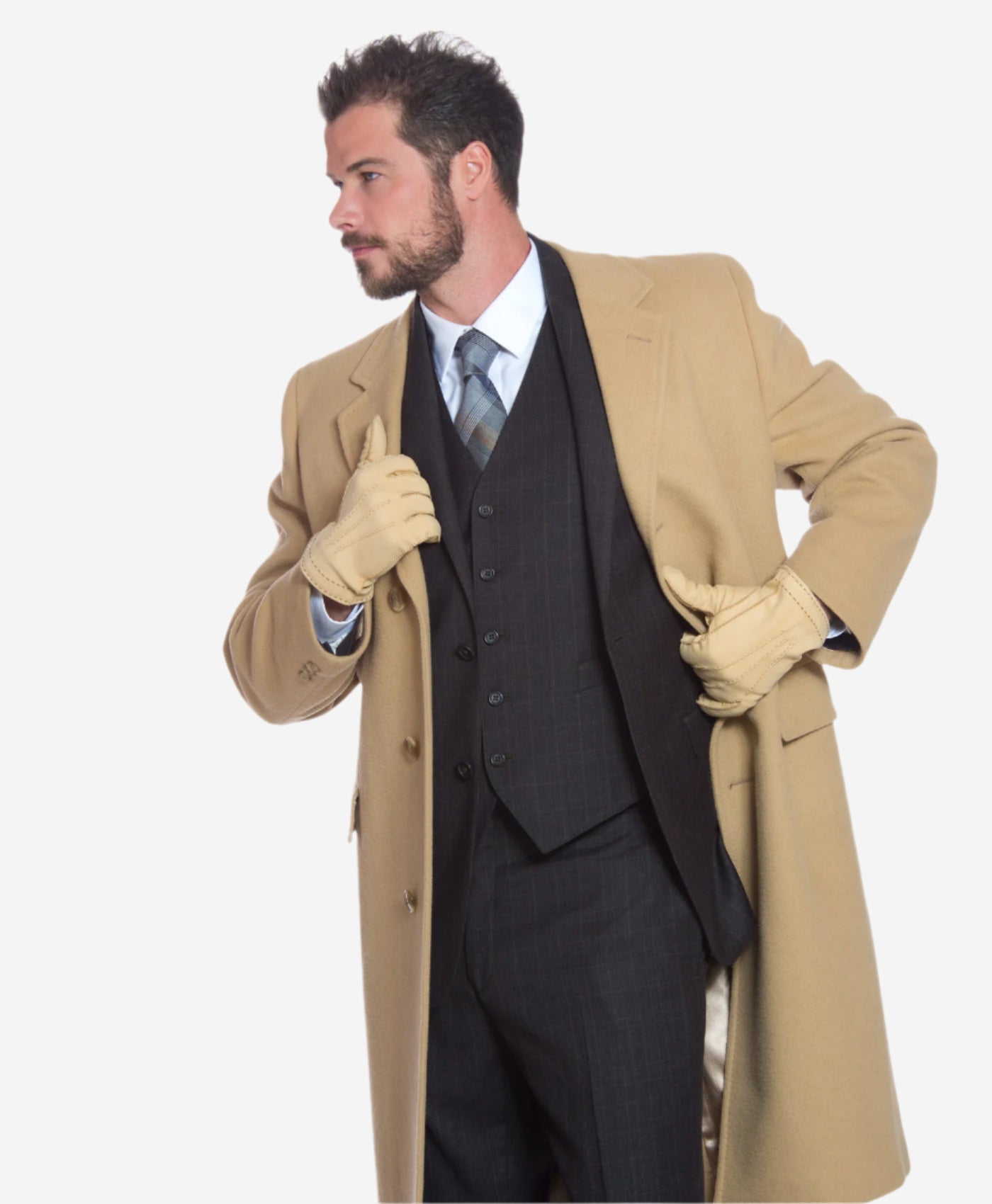 CC3630 (natural) - Men’s handsewn Italian cashmere lined nubuck gloves — photo 4 of 10