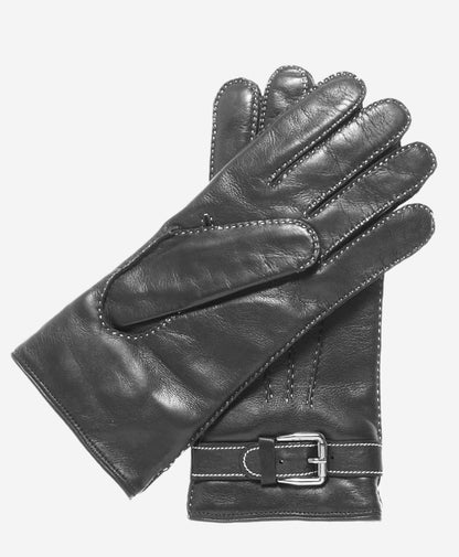 CC3905 (black) - Men’s Italian cashmere lined leather gloves with shearling cuff — photo 3 of 10