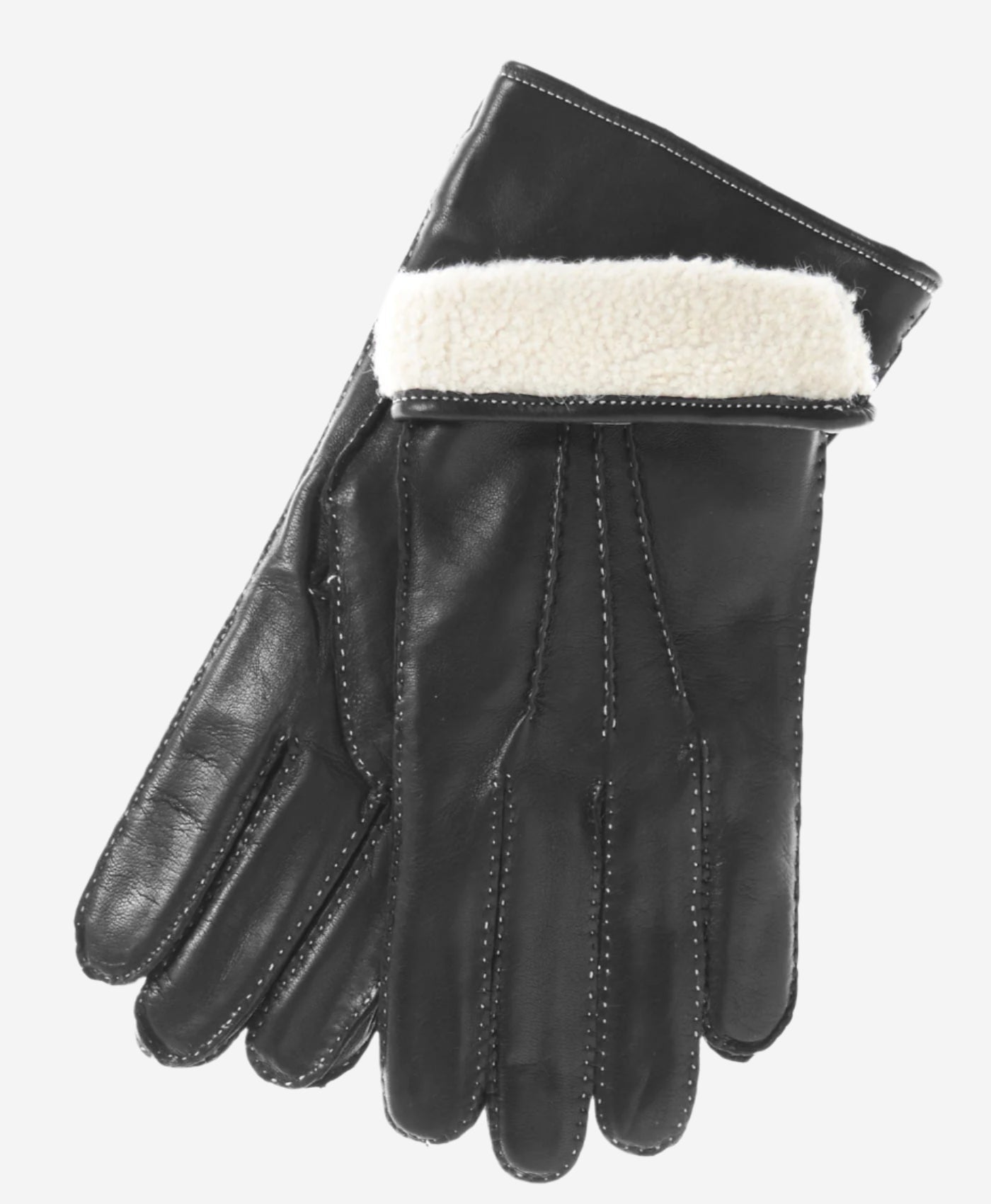 CC3905 (black) - Men’s Italian cashmere lined leather gloves with shearling cuff — photo 2 of 10