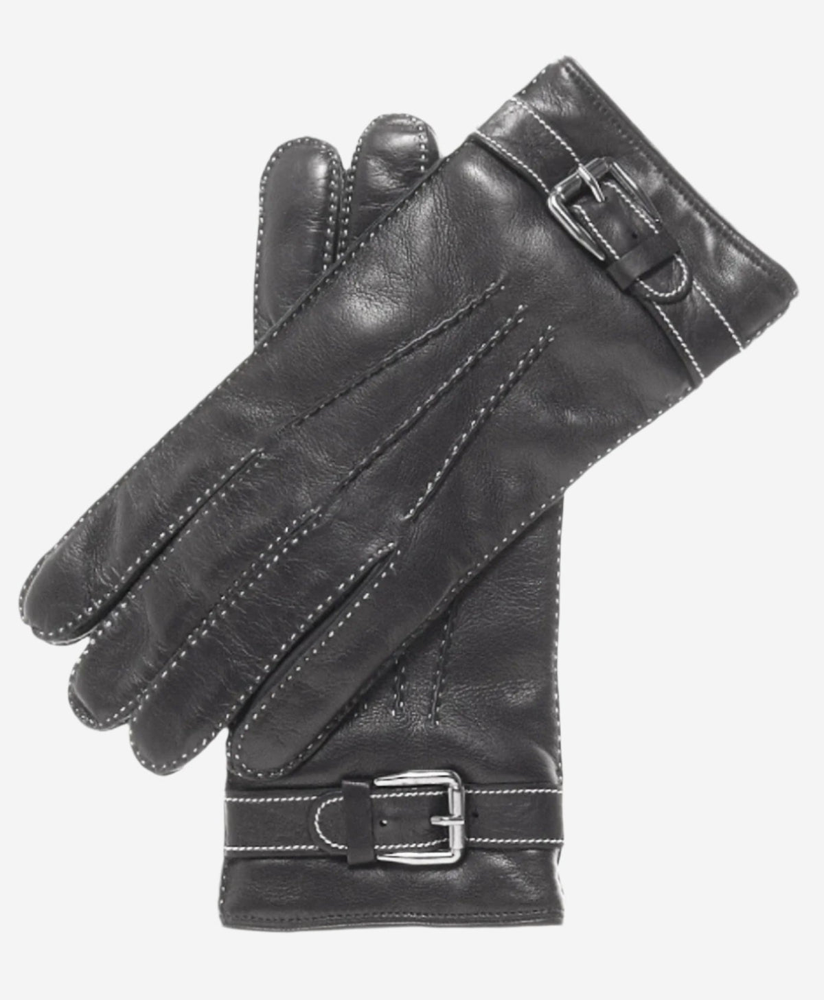 CC3905 (black) - Men’s Italian cashmere lined leather gloves with shearling cuff — photo 1 of 10