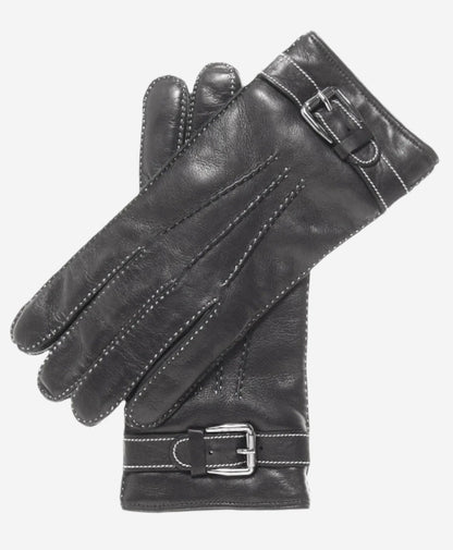 CC3905 (black) - Men’s Italian cashmere lined leather gloves with shearling cuff — photo 1 of 10