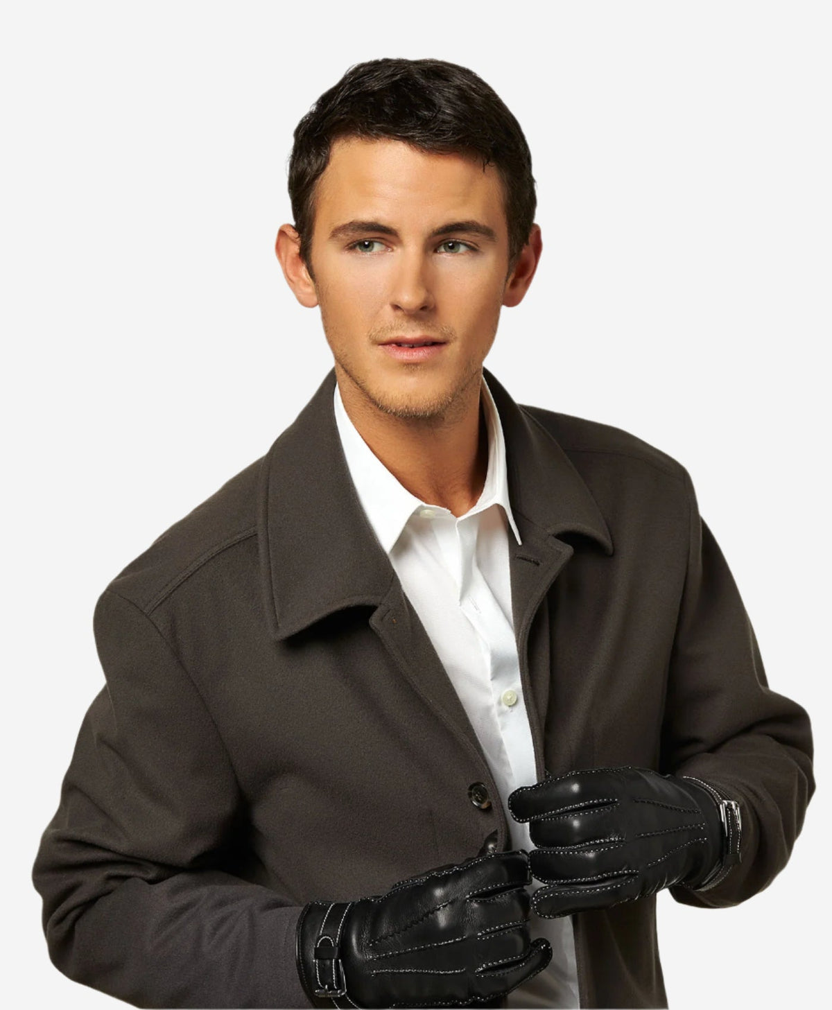 CC3905 (black) - Men’s Italian cashmere lined leather gloves with shearling cuff — photo 4 of 10