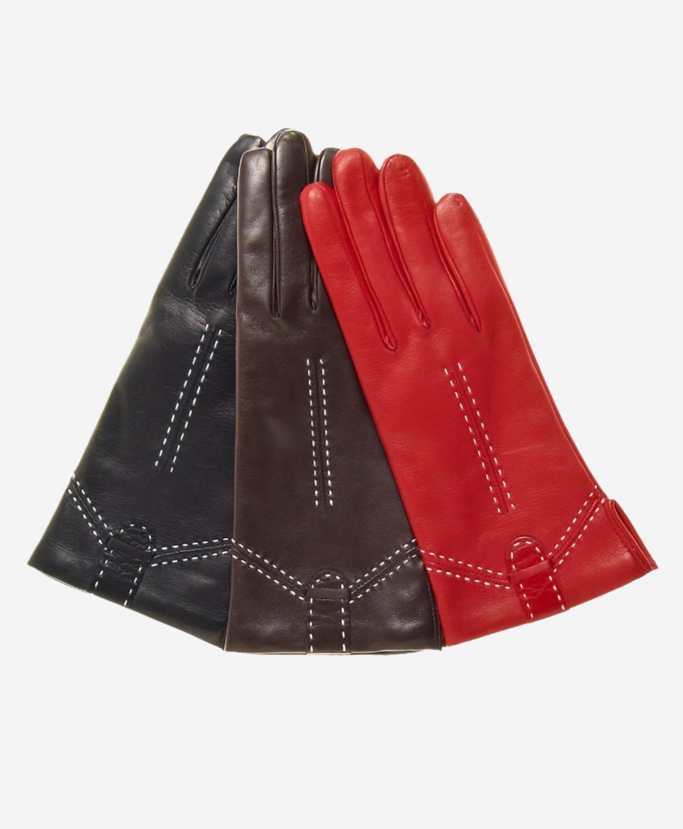 CC4005 (black) - Women’s Italian cashmere lined leather gloves with decorative stitching — photo 2 of 8