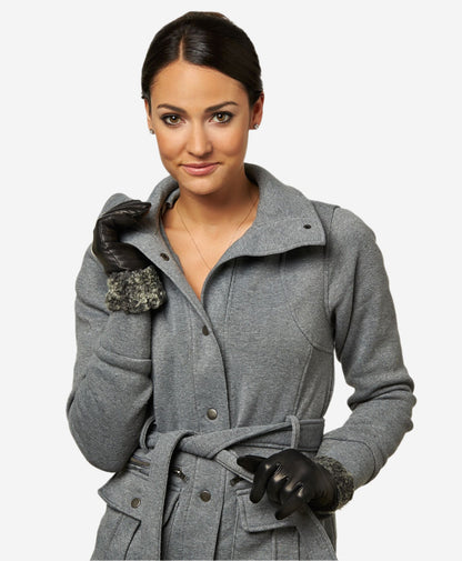 CC4172 (black/silver) - Women’s Italian cashmere lined leather gloves with Persian lamb cuffs — photo 4 of 10