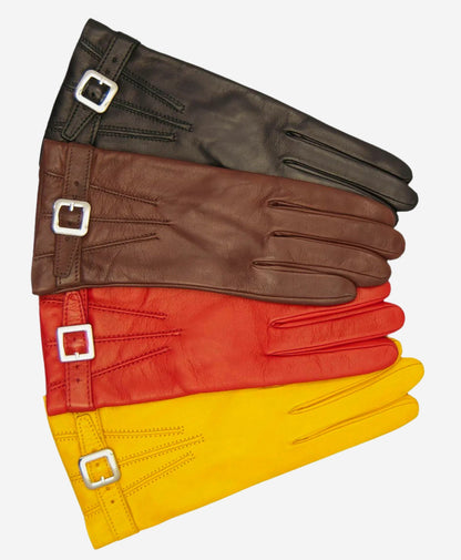 CC4201 (canary) - Women’s Italian cashmere lined leather gloves with buckle — photo 2 of 8