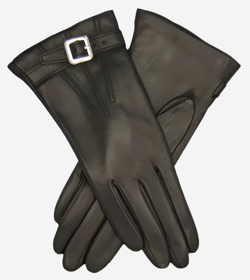 CC4201 (black) - Women’s Italian cashmere lined leather gloves with buckle — photo 1 of 9