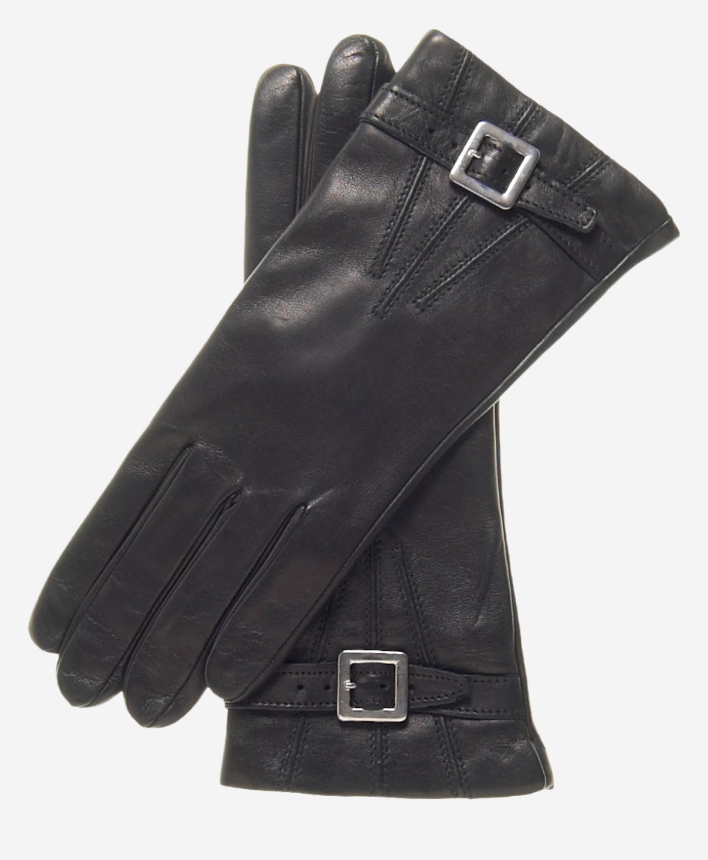 CC4201 (black) - Women’s Italian cashmere lined leather gloves with buckle — photo 2 of 9