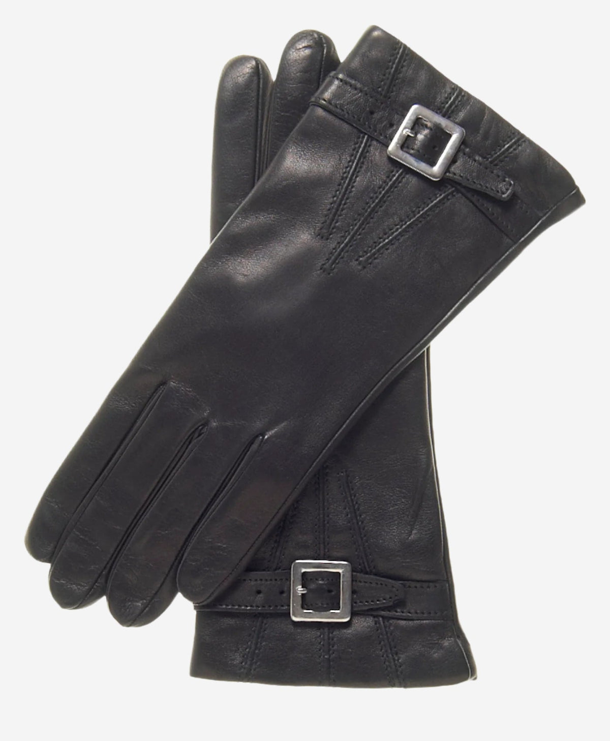 CC4201 (black) - Women’s Italian cashmere lined leather gloves with buckle — photo 2 of 9