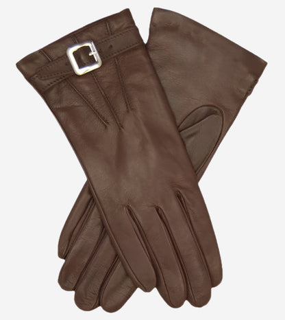 CC4201 (brown) - Women’s Italian cashmere lined leather gloves with buckle — photo 2 of 9