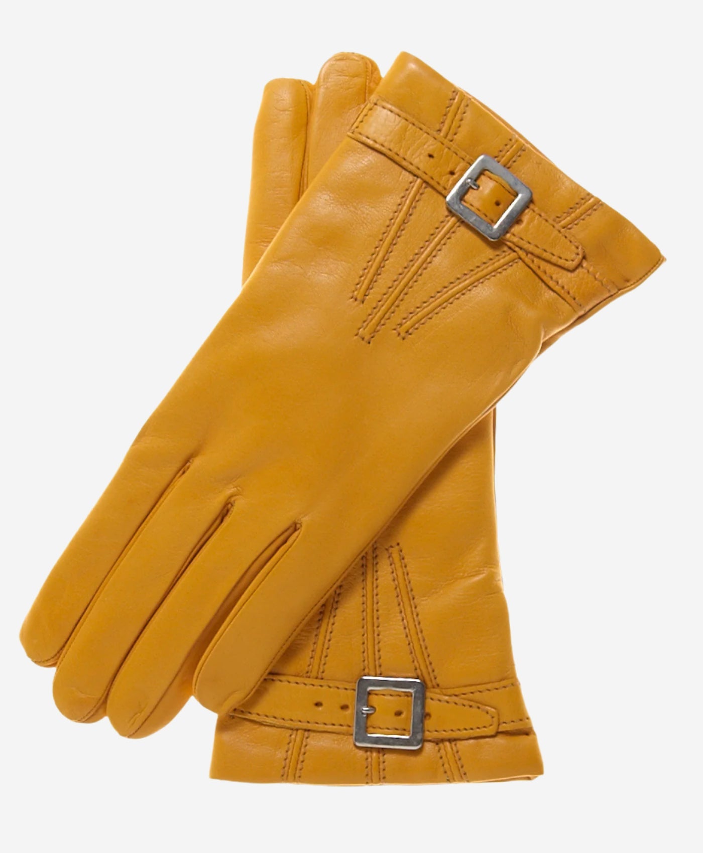 CC4201 (canary) - Women’s Italian cashmere lined leather gloves with buckle — photo 1 of 8