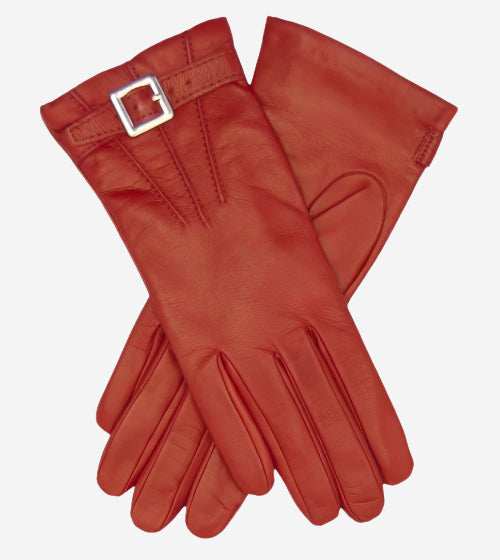 CC4201 (red) - Women’s Italian cashmere lined leather gloves with buckle — photo 2 of 9