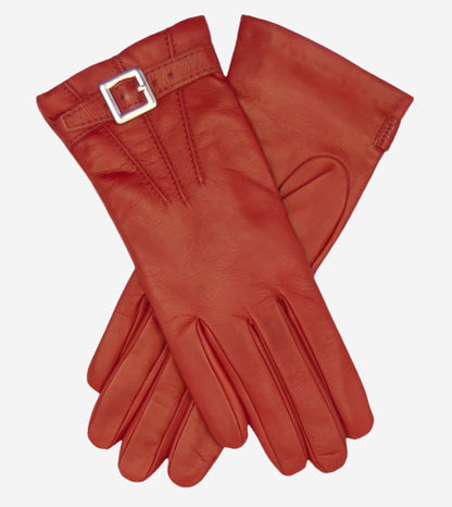 CC4201 (red) - Women’s Italian cashmere lined leather gloves with buckle — photo 2 of 9