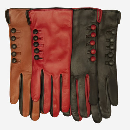 CC4213 (black/grey) - Women’s Italian cashmere lined gloves with buttons — photo 5 of 9