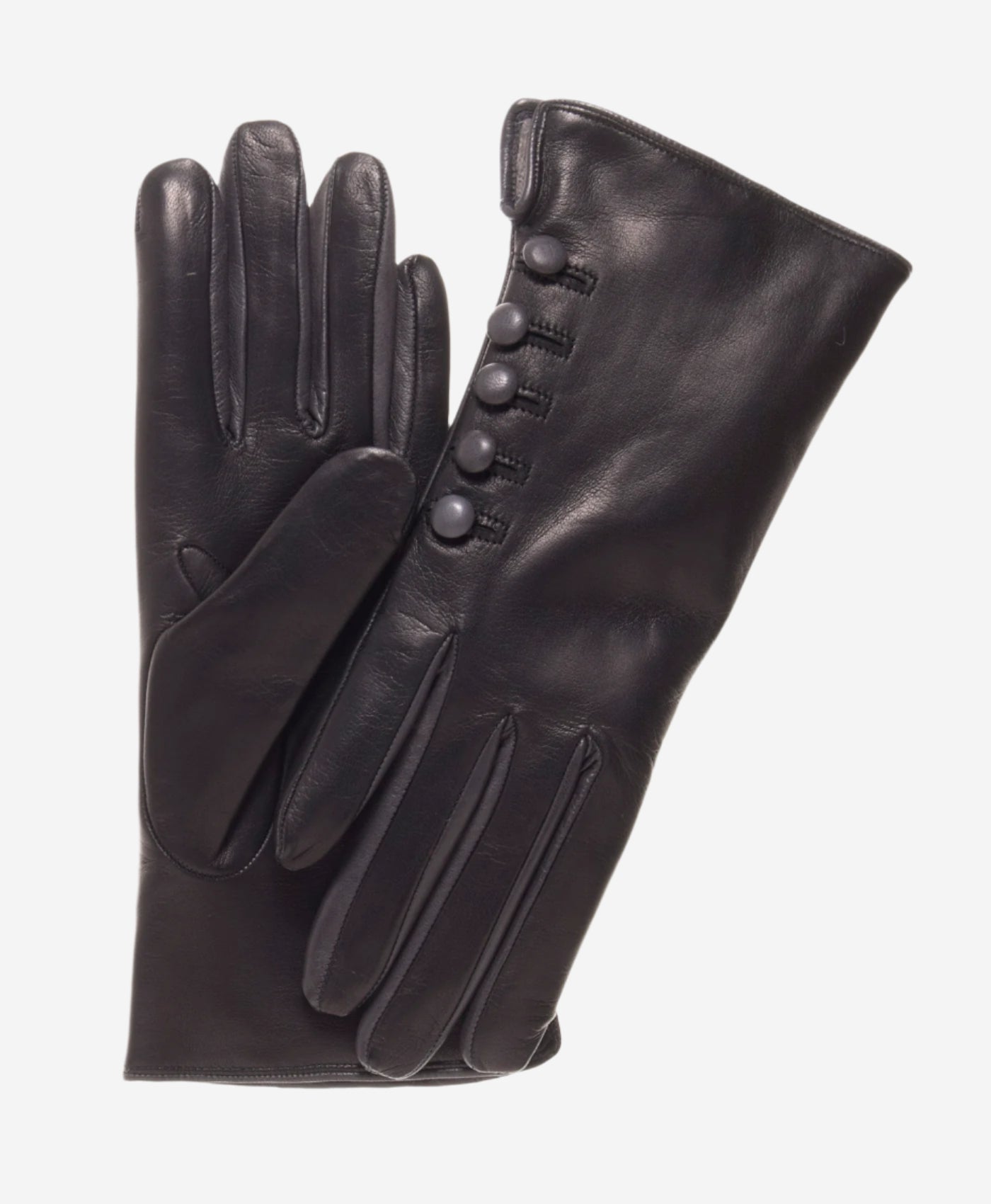CC4213 (black/grey) - Women’s Italian cashmere lined gloves with buttons — photo 1 of 9