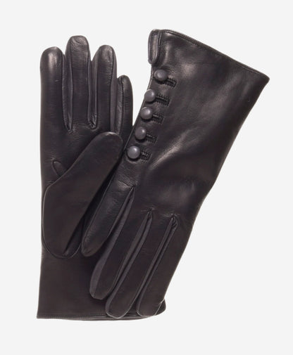 CC4213 (black/grey) - Women’s Italian cashmere lined gloves with buttons — photo 1 of 9