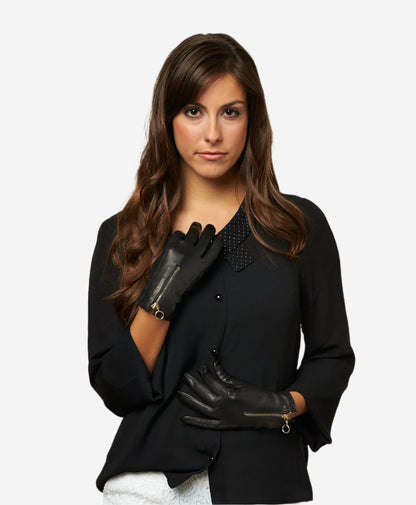 CC4243 (black) - Italian cashmere lined gloves with zippers — photo 6 of 10