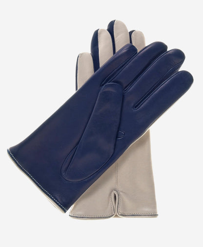 CC4313 (beige/blue) - Women’s two-tone Italian cashmere lined leather gloves — photo 2 of 10